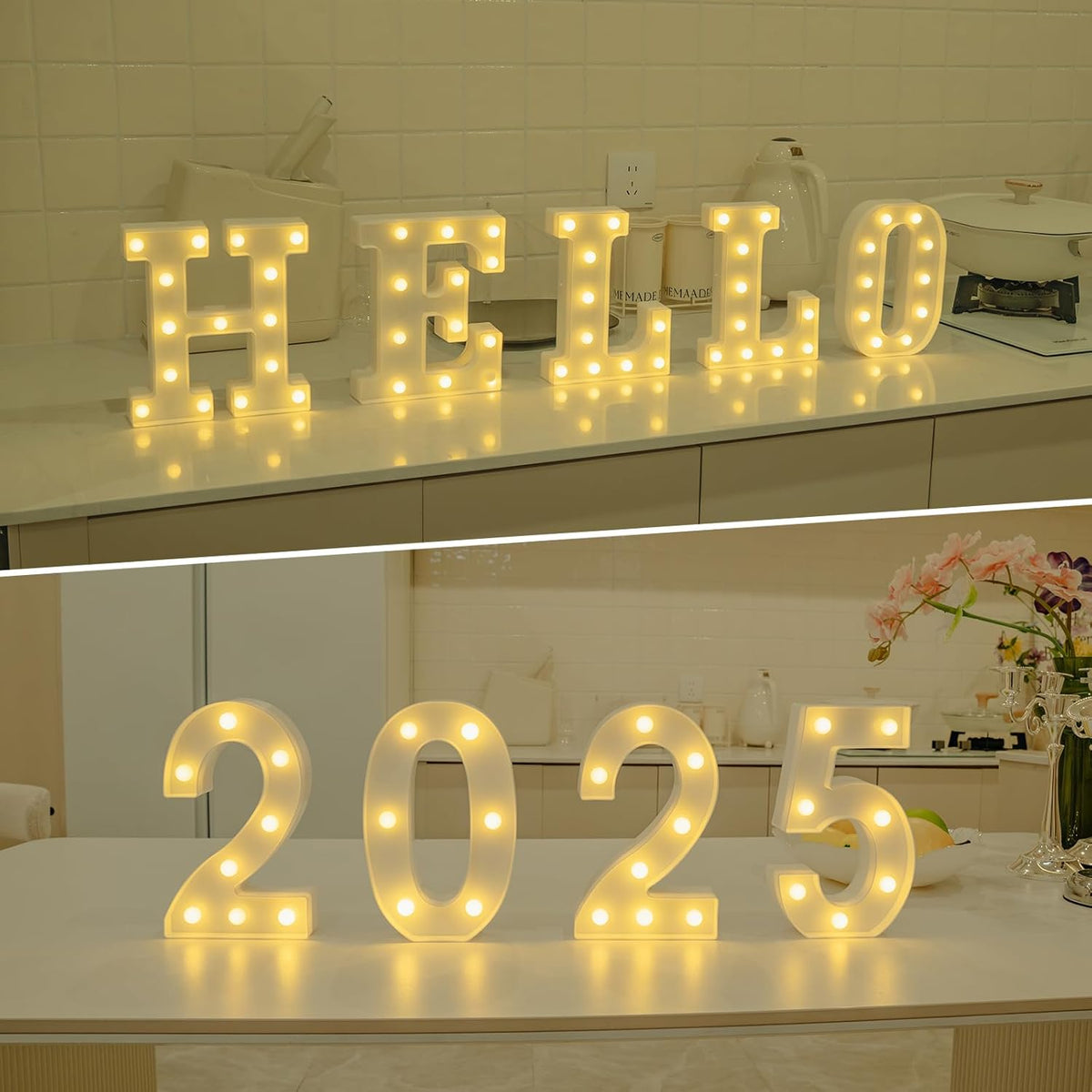 Foaky Rechargeable LED Letter Lights Sign Marquee Light Up Letters Sign for Night Light Wedding/Birthday Party Christmas Lamp Home Bar Decoration (F)