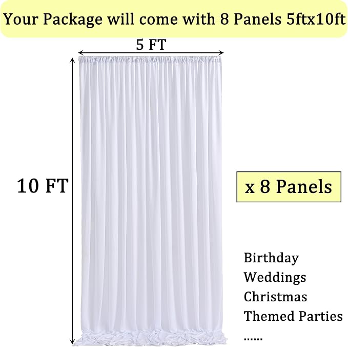 40ft×10ft Wrinkle Free White Backdrop Curtain - Image 6