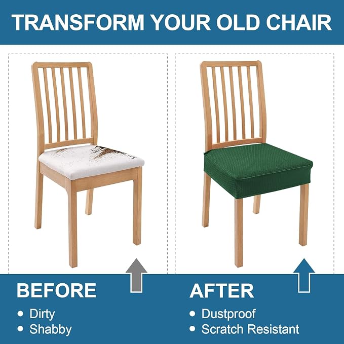 Smiry Waterproof Seat Covers for Dining Room Chairs, No Rear Covers | Stretch - Image 8
