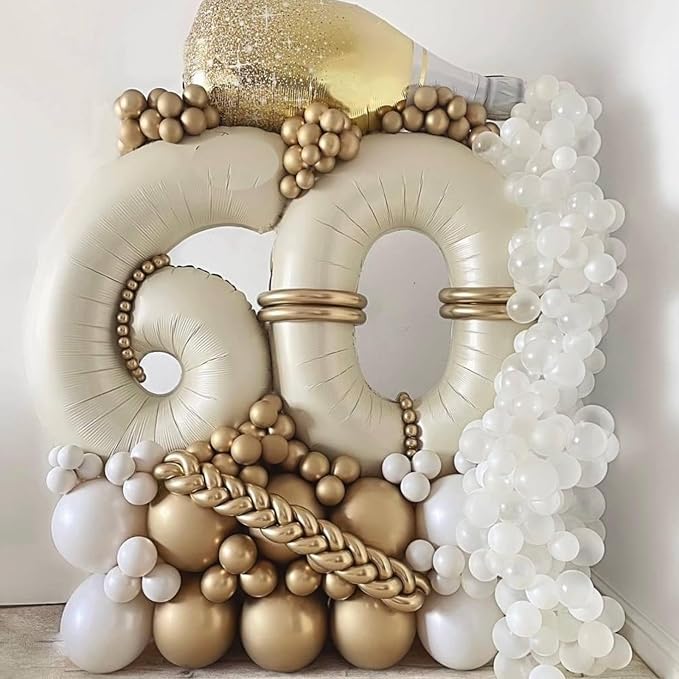 40 Inch Cream Number 6 Balloon, Digital 6 Cream White Giant 6 Foil Balloon - Image 4