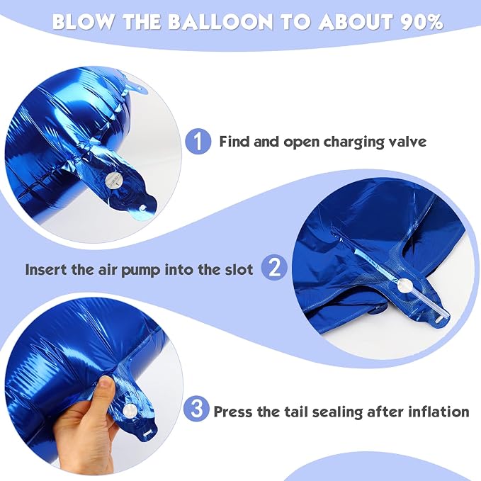 40 Inch Night Blue Number 3 Balloon, 3rd Blue Birthday Party Decorations | 40 - Image 6