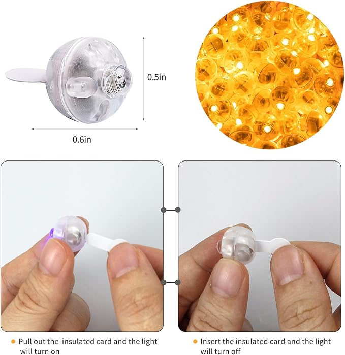 Aogist 100pcs Orange Balloon Lights, Long Standby Time Waterproof Mini Light - Image 3