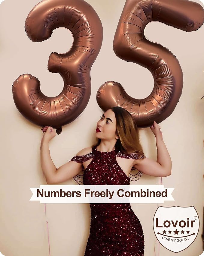 40 Inch Coffee Brown Number 4 Balloon Large Size Jumbo Digit Mylar Foil Retro - Image 3