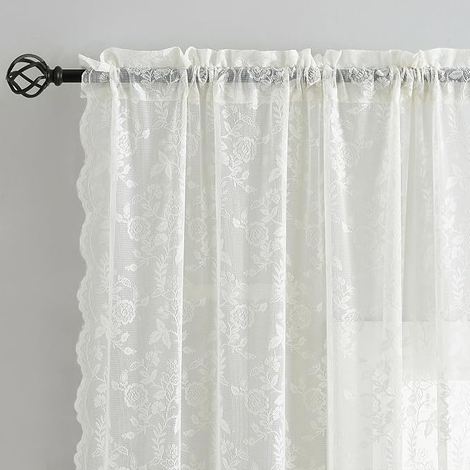 FINECITY Ivory Vintage Lace Curtains - Image 4