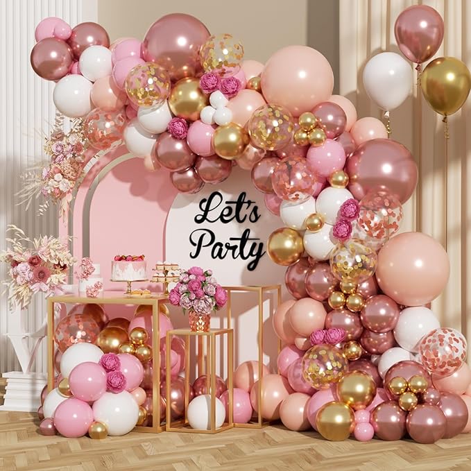 Rose Gold Balloon Arch Kit by ADOINBY