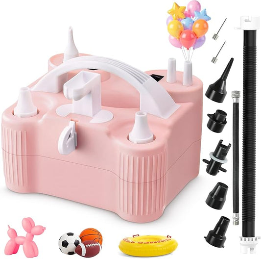 4-in-1 Electric Balloon Pump for All Balloons, Portable Dual Nozzle 600W Air by ziziella