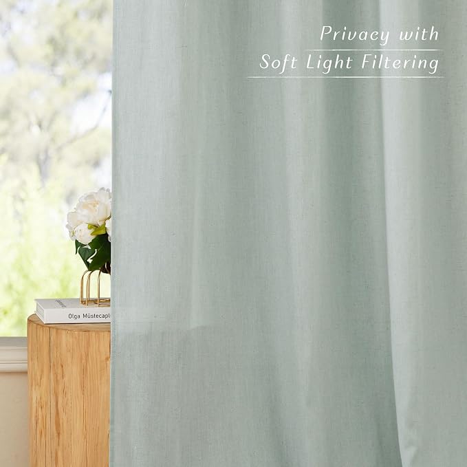 NICETOWN Linen Sage Green Window Curtains 84 inches Long, Grommet Thick Linen - Image 6