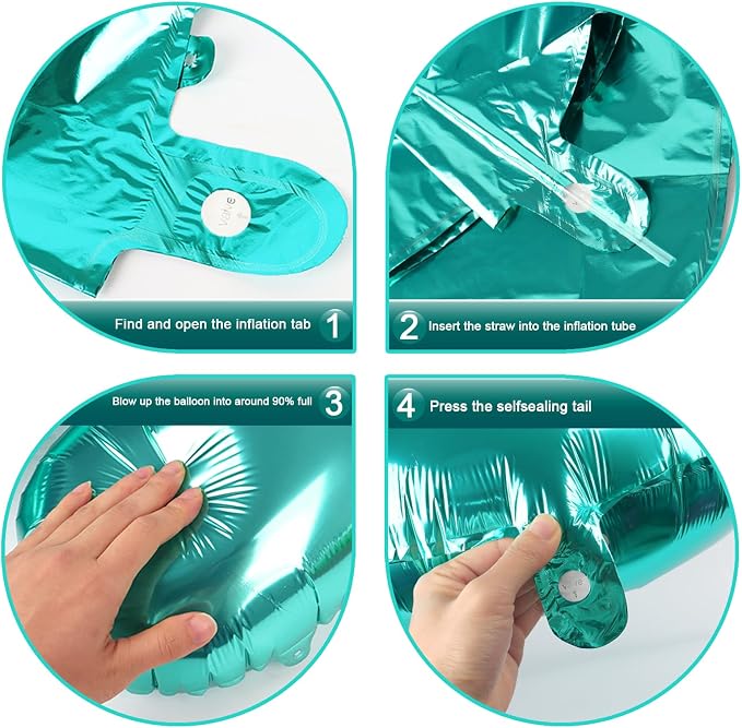 Teal Blue Number 1 Balloon 40 inch, Number 1 Birthday Balloons - Image 2