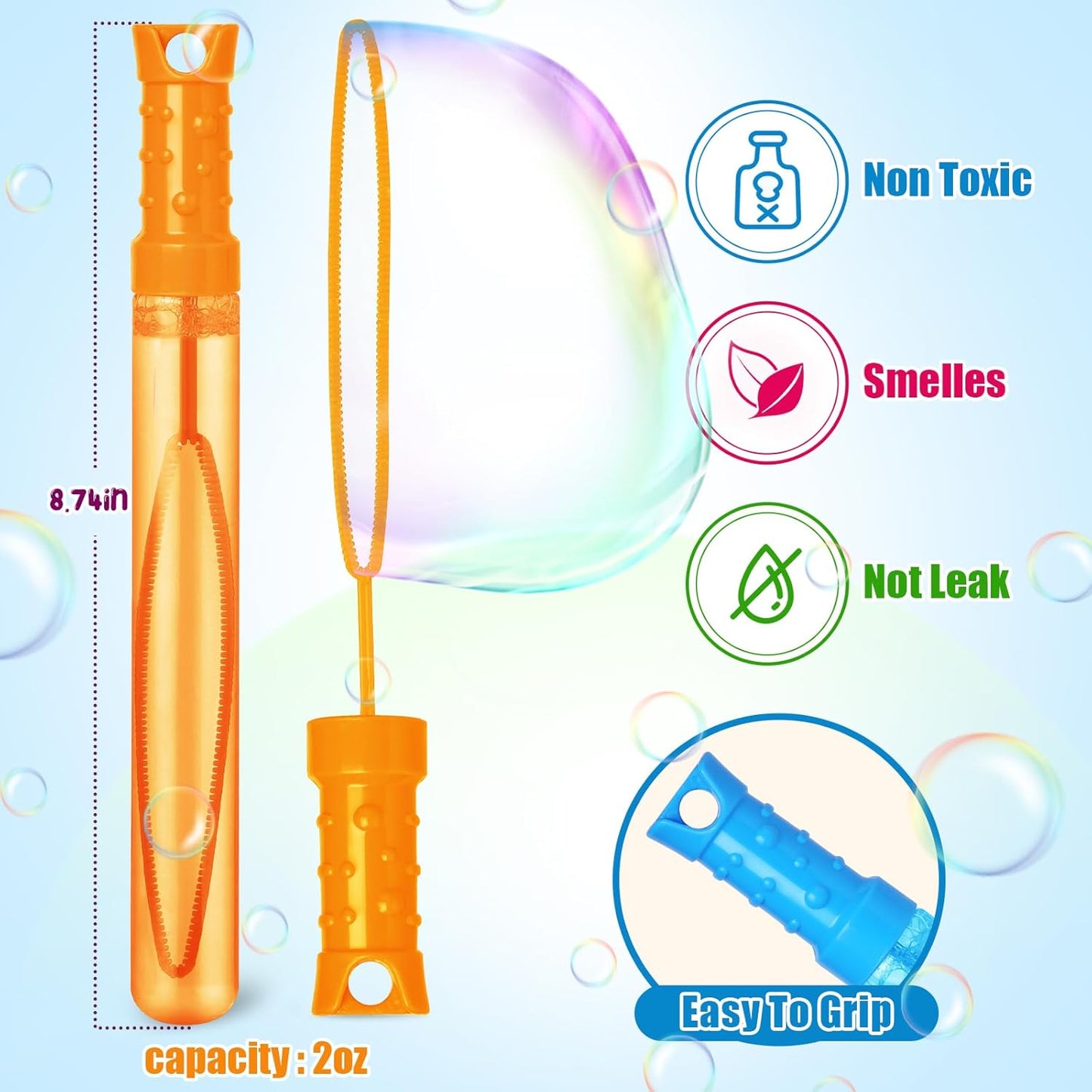 Bubble Wand, 60 Pcs Bubble Wands Bulk in 6 Colors, Bubble Party Favors for Kids, Summer Toys, Indoor Outdoor Activity, Themed Birthday, Wedding, for Girls & Boys