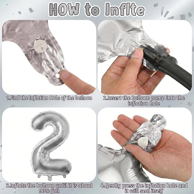 Silver Number 12 Balloon 40 Inch, Luminous Foil - Image 5