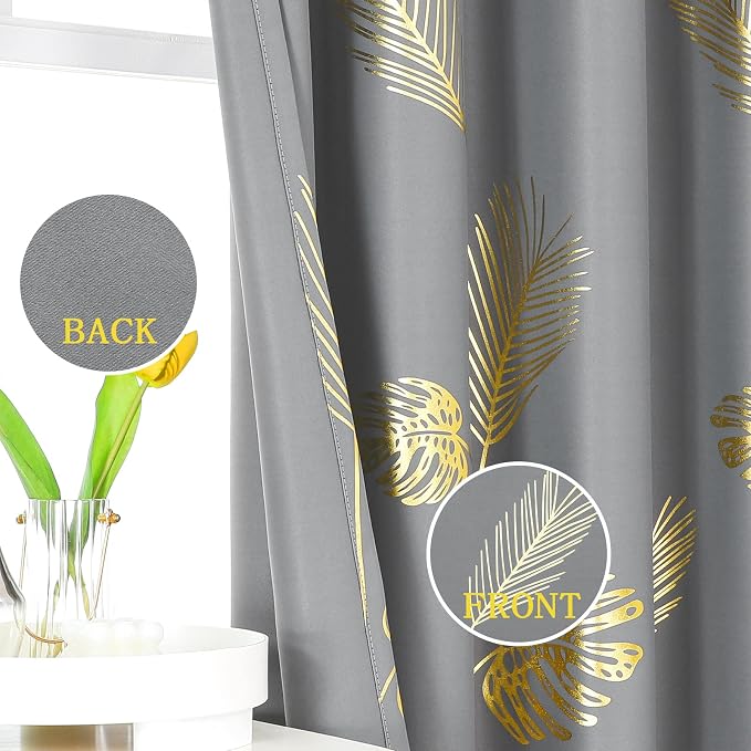 Room Darkening Grey Blackout Curtains - Image 3