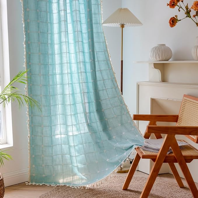 Sutuo Home Boho Curtain Plaids for Bedroom, Vintage Gingham Curtains Cottage - Image 5