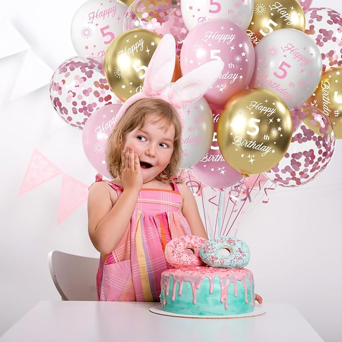 Pink Gold 6th Birthday Balloons - Image 4