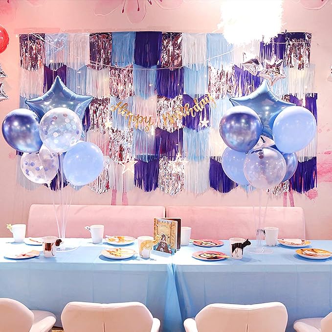 Blue Tissue Paper Tassel DIY Hanging Paper Decorations Party Garland - Image 5