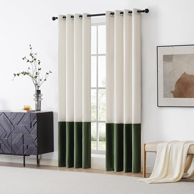 BULBUL Luxury Ivory Green Curtains 90 inches - Image 6