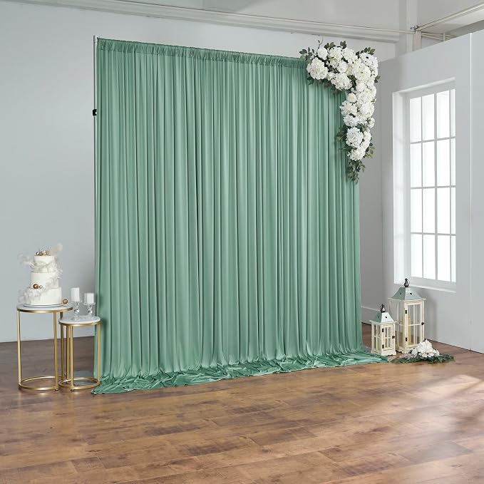 10 ft x 50 ft Sage Green Backdrop Curtains - Image 6