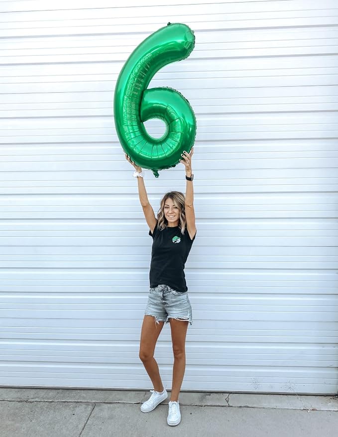 Green Number 6 Balloon 40 Inch, 6th Birthday Party Decorations Men Women | Foil - Image 7