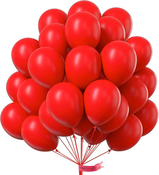 PartyWoo Red Balloons 100pc Reds Helium Latex Balloons 12 Inch | Birthday by PartyWoo