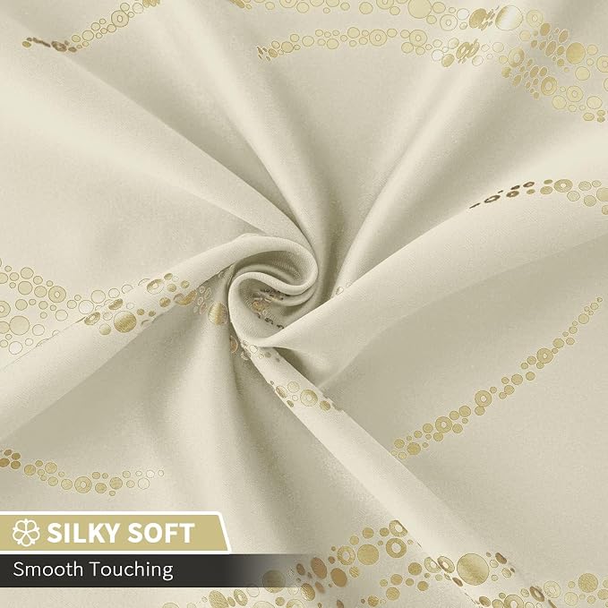 Yakamok Cream Light Blocking Curtains 72 Inches Long Gold Print Wide 52" | Gold - Image 5