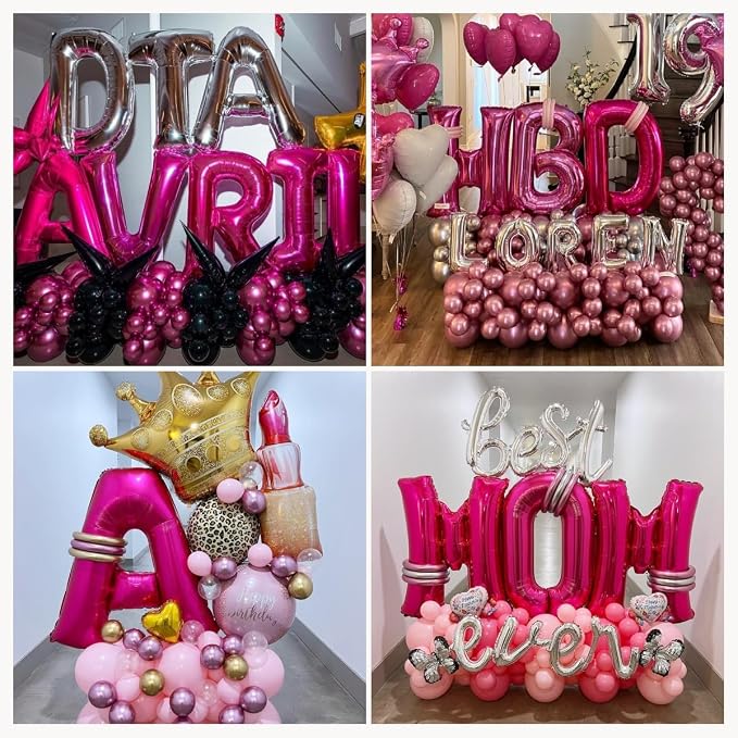 Hot Pink Letter F Balloons, F Letter Balloon 40 Inch Foil F Balloon | Hot Pink - Image 6