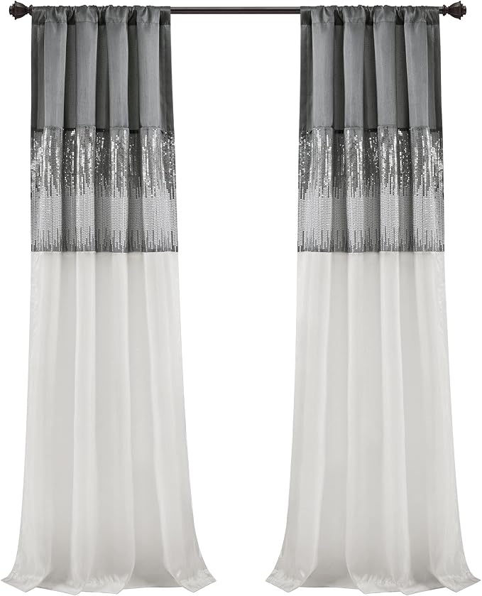 Lush Decor Night Sky Window Curtain Panel, Single 42"W x 95"L Gray & White - Image 9