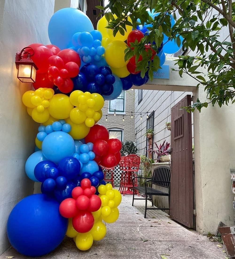 Red Yellow Blue Balloons, 50 Pcs Carnival Circus Party Balloons, 12 Inch Royal Light Blue mattee Red Yellow Confetti Balloons Helium for Kids Baby Shower Birthday Circus Theme Party Decorations