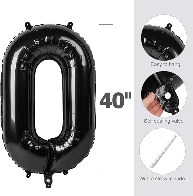 8 Balloon 40 inch Black Number Balloons - Image 5