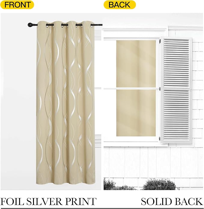 NICETOWN Bedroom Curtains Small Blackout Panels, Biscotti Beige, 42 by 40 Inch - Image 5