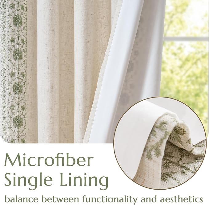 jinchan Floral Linen Curtains - Image 4