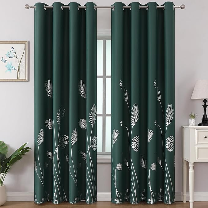 Green Blackout Curtains for Living Room 108 Inches Long, Room Darkening Energy by ESTELARTEXTILER