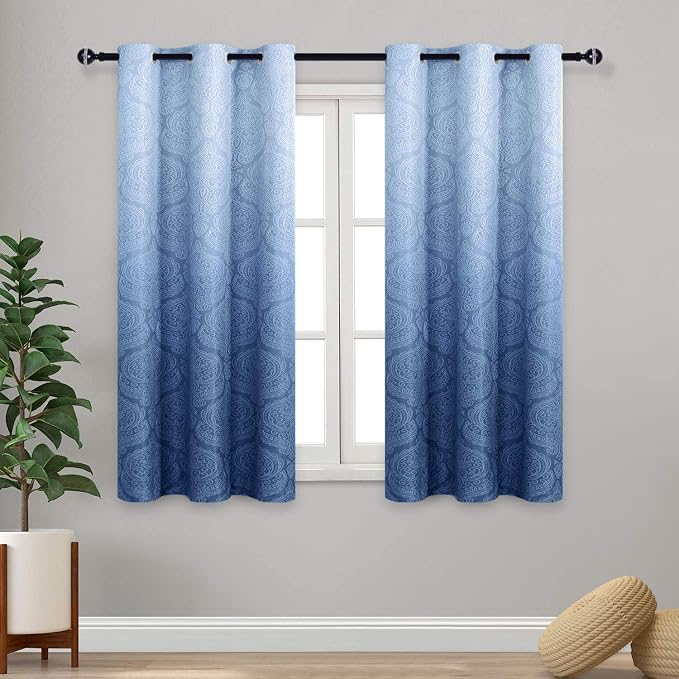 DWCN Navy Blackout Damask Curtains by DWCN