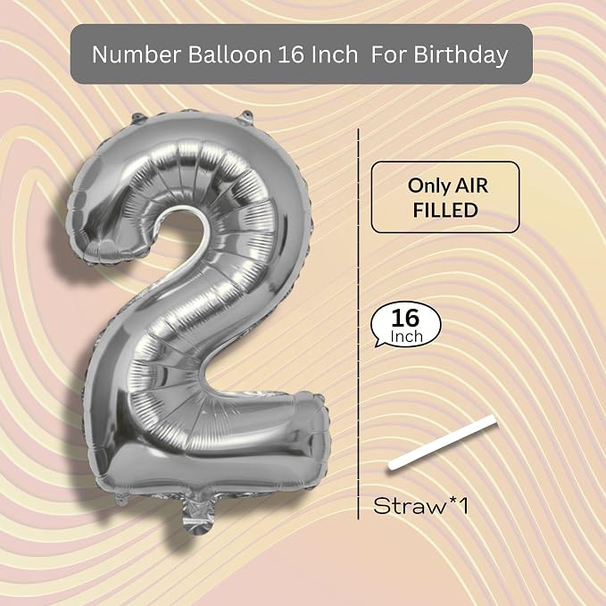 Blue Number Balloon 2 Mylar Foil Balloons 16 inch - Image 8