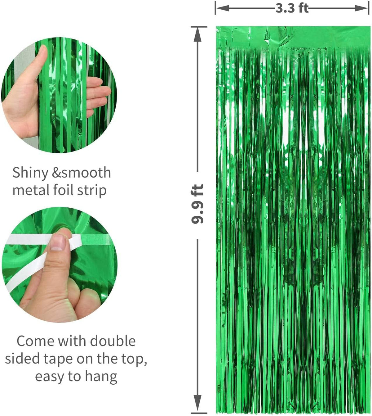 Crosize 7 Pack 3.3 x 9.9 ft Green Foil Fringe Curtains Party Decorations, Red Tinsel Curtain Backdrop for Parties, Door Streamers, Glitter Streamer Backdrop for Birthday Decoration