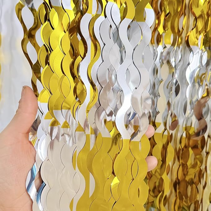 GOER Metallic Tinsel Foil Fringe Curtains Party Photo Backdrop Party Streamers - Image 2