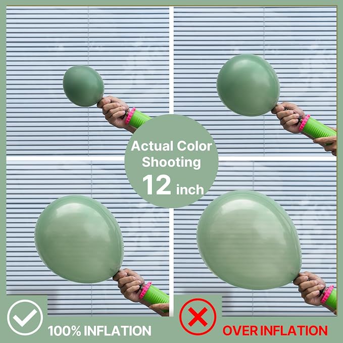 PartyWoo Sage Green Balloons 100pcs Olive Eucalyptus Dusty Green Boho Color | - Image 3