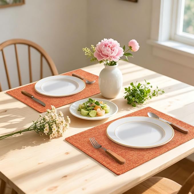 Homaxy Cloths Placemats for Dining Table Set of 6, Cotton Linen Blend Table Mats - Image 2