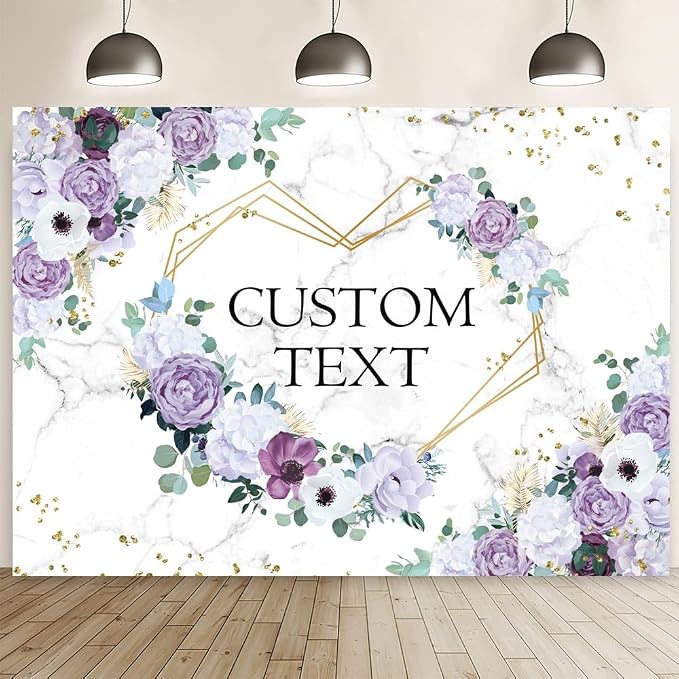 AIBIIN 8x6ft Custom Mr and Mrs Violet Wedding Backdrop by AIBIIN