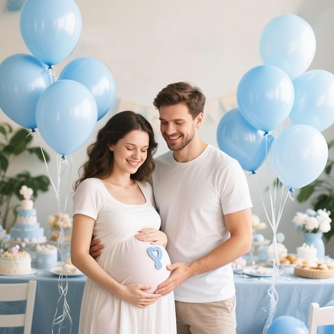 Pastel Blue Latex Party Balloons 30 Pack 18 inch Round Light Blue Balloons - Image 6