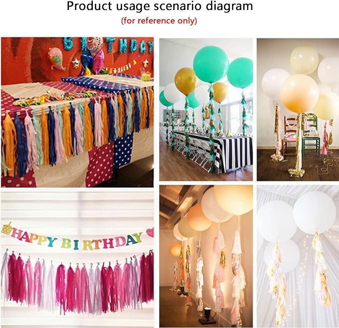 We Moment Black Red Gold Tissue Paper Tassels Party Tassel Garland Banner - Image 4