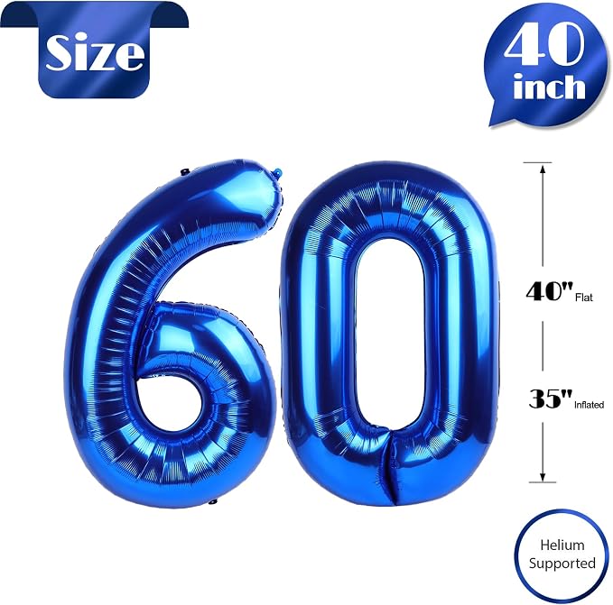 Navy Blue Number 60 Balloon 40 Inch - Image 5