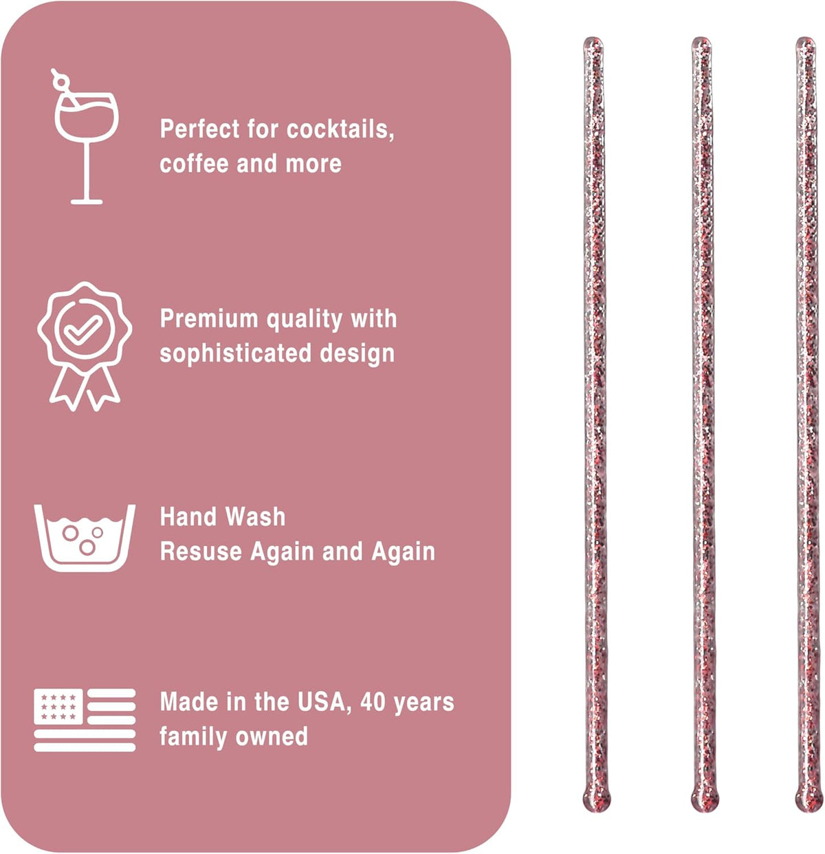 Coffee and Cocktail Stirrers, Reusable Plastic Drink Stirrer Sticks, 100 Ball Head Swizzle Sticks, Use as a Cocktail Garnish or Cake Pop Stick, and Restaurant Supplies, 6 inch (Pink)