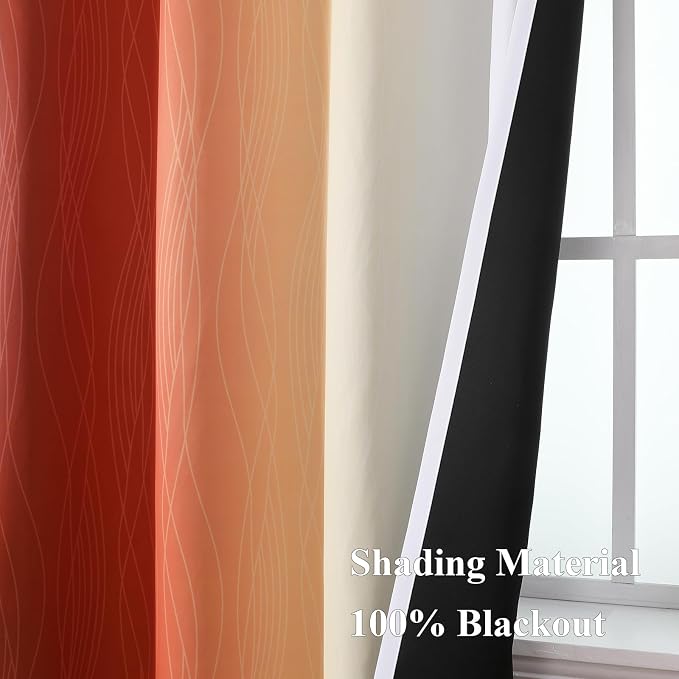 Burnt Orange and Greyish White Ombre Blackout Curtains & Drapes - Image 5