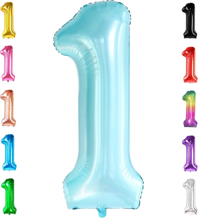 KatchOn Light Blue 1 Balloon Number 40 Inch | Light Blue One Balloon by KatchOn