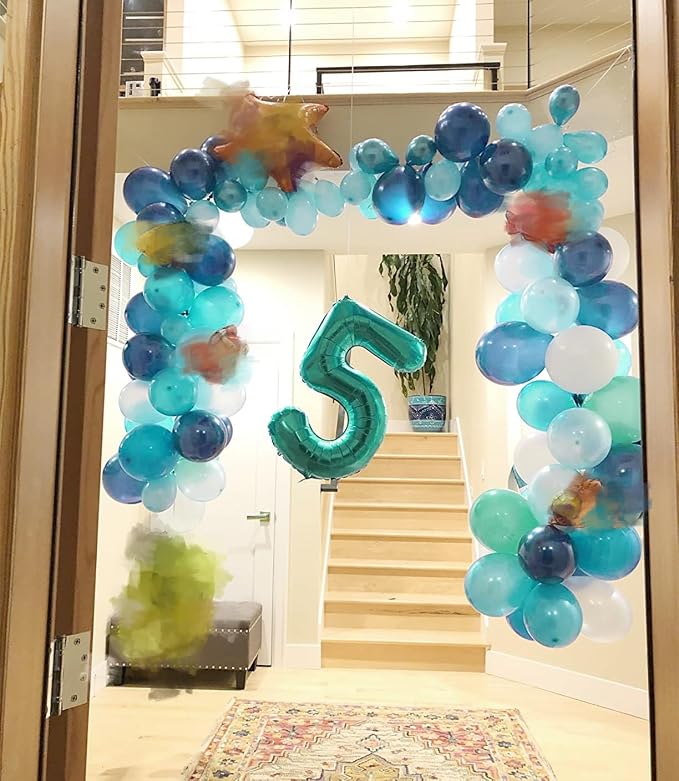 6 Balloon 40 inch Teal Blue Number Balloons - Image 4