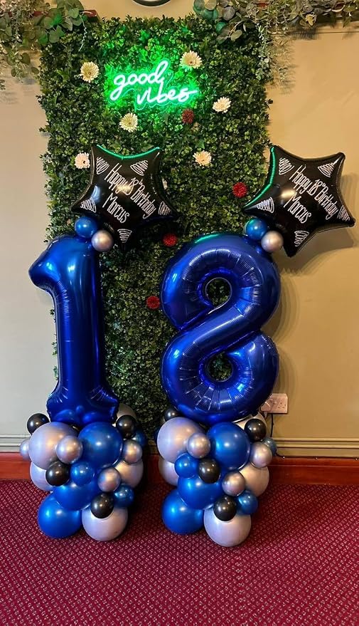 NightBlue Number 2 Balloon 40 Inch, 2nd Birthday Decorations Men Women | Foil - Image 7
