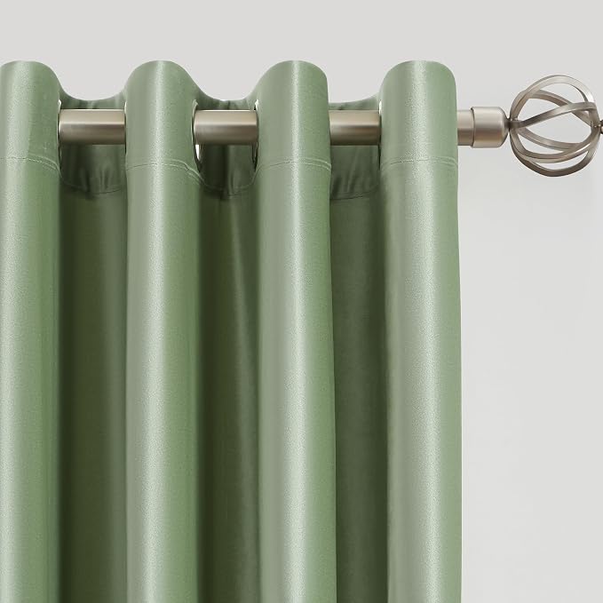 BULBUL Velvet Sage Green Blackout Curtains 120 inch Long - Image 2