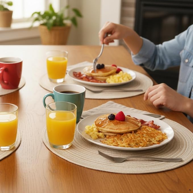 SHACOS 15 inch Beige Round Placemats Set of 12 - Image 4