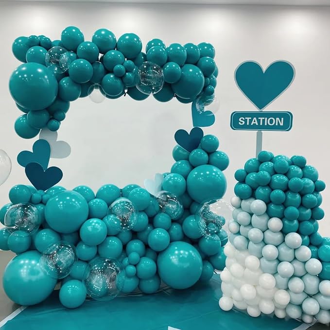 Voircoloria 90pcs Peacock Blue Balloons Garland Arch Kit, 18 12 10 5 Inch | - Image 5