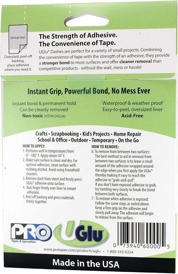 PRO Tapes & Specialties 306UGLU600 UGlu Dash Sheets, 1/2 in. x 5/8 in. dashes / - Image 3