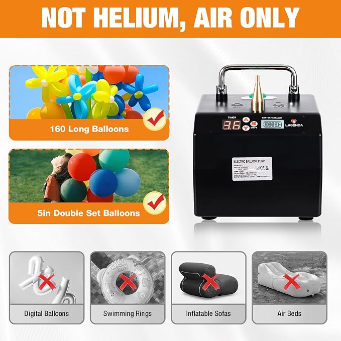 Electric Air Balloon Pump, B231 Lagenda Portable Electric Balloon Pump - Image 9